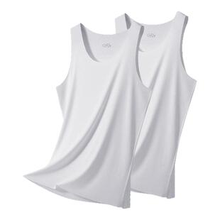 猫人男士背心内穿睡觉无痕莫代尔冰丝感白汗衫运动跨栏打底背心男