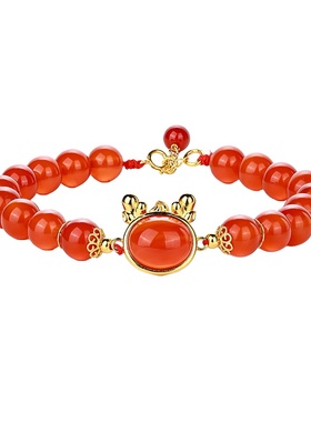 天然红玛瑙手链女款多宝手链