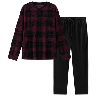 SCHIESSER舒雅男士软糯绒感毛巾布睡衣家居服套装23536H