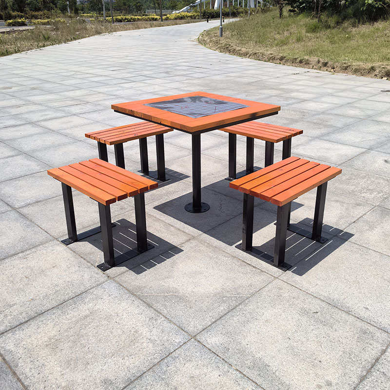 户外象棋盘桌椅防腐木室外公园小区休闲广场老年活动中心一桌四椅