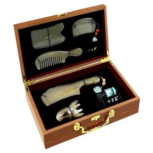 十里荷牛角梳正品教师节高端中秋节礼盒装女结婚梳子女士礼物定制