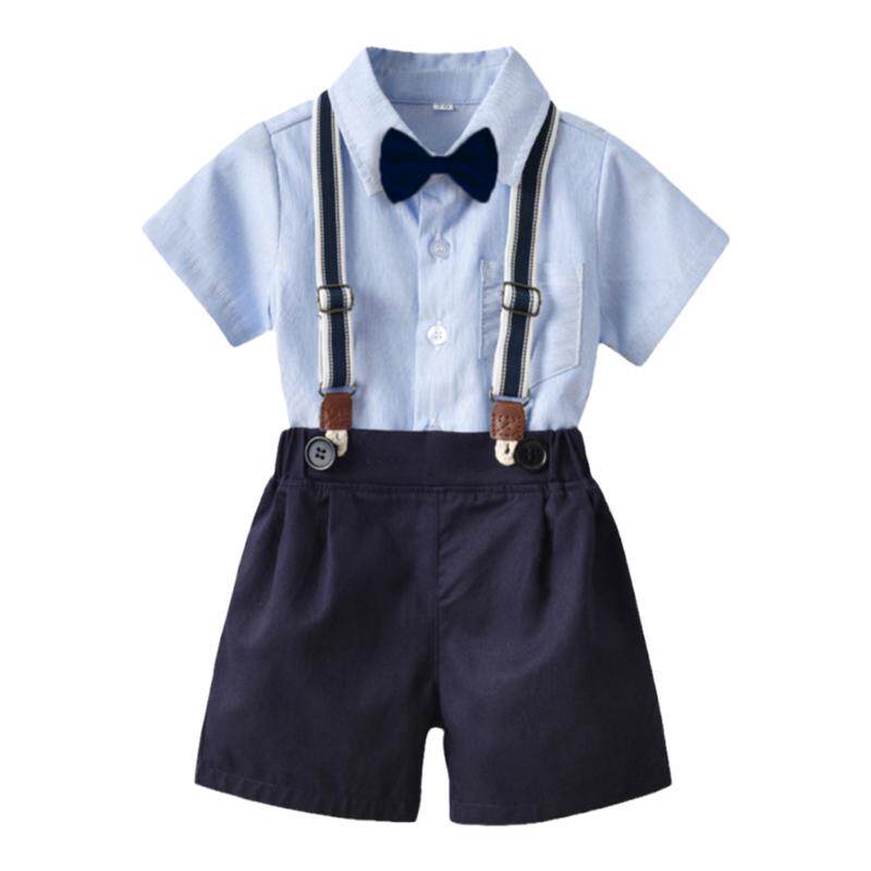 男童夏季儿童礼服西装套装2024新款洋气网红时髦衬衫背带裤两件套