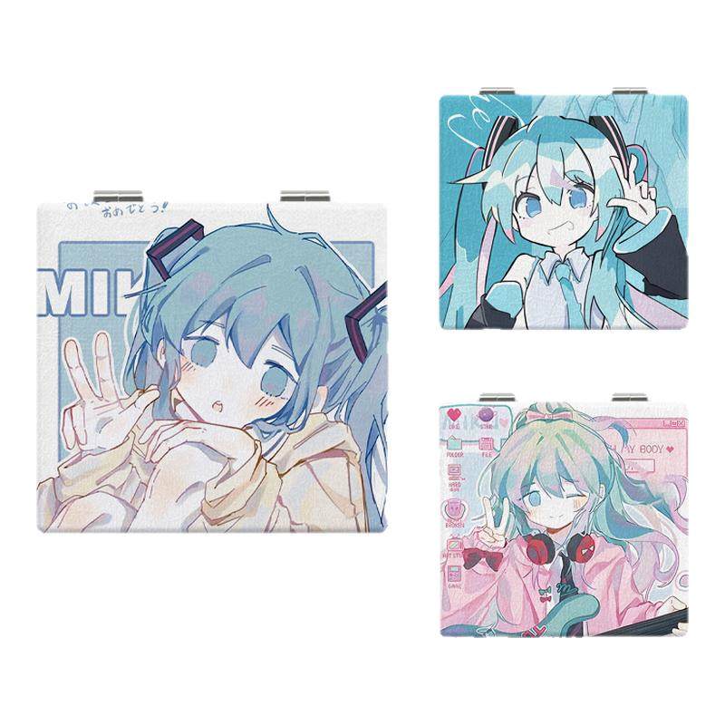 可爱初音未来小清新便携化妆镜子韩国随身学生宿舍房间随身折叠镜