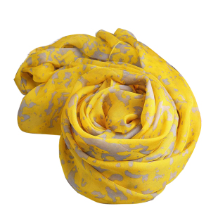 黄色奶牛真丝丝巾100%桑蚕丝围巾长款女春秋冬夏季百搭披肩薄纱巾