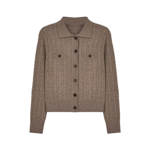 小禾【绯闻女孩】MORO高奢luna无染色100山羊绒翻领麻花毛针织衫