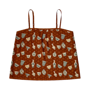 【十二花神图】博古纹！瓷器印花 双面两穿薄雪纺 唐制破裙灯笼裤