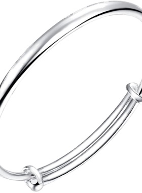 男女款圆条日韩风送妈妈银手镯