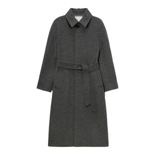 Dunst2025冬季新品中性风时尚三粒扣束腰羊毛大衣外套UDCO5D123