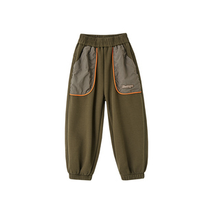 皇室童缘男童撞色束脚裤2025冬季新款儿童加绒加厚裤子中大童长裤