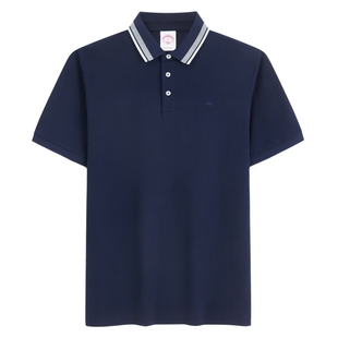 Brooks Brothers/布克兄弟男士26夏新款灰白拼色领口短袖Polo衫