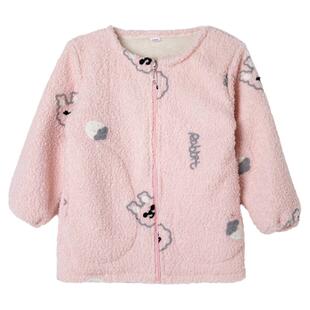 秋冬女童罩衣儿童加绒加厚拉链外穿可爱洋气宝宝泰迪绒羽绒服罩衫