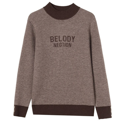 秋冬拼色减龄加绒毛衣女保暖上衣