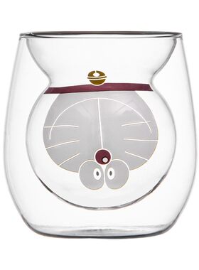 步慢堂高硼硅玻璃机器猫双层杯