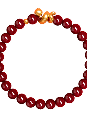 999足金蛇本命年朱砂手链女黄金