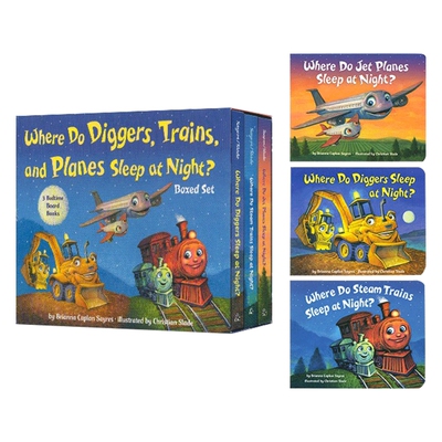 华研原版 挖土机晚上睡在哪里3册 英文原版绘本 Where Do Diggers Trains and Planes Sleep at Night 3 英文版 进口英语书籍