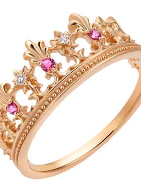 周生生18k玫瑰金红宝石戒指