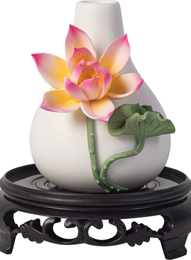 疯猴陶瓷摆件中式捏花花瓶花器