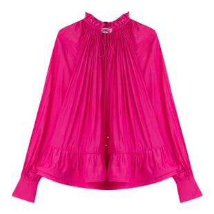 LANVIN浪凡 女士春夏季法式优雅雪纺衫木耳领系带花苞长袖衬衫