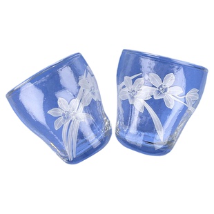 香兰社白兰花琉璃冷茶杯透明玻璃杯五客水杯洋酒杯 不能倒入开水