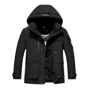 HLA/海澜之家户外运动羽绒服25冬季新款极寒加厚连帽黑工装外套男