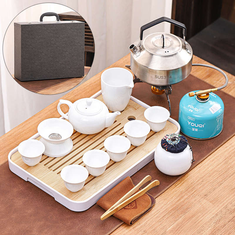 户外便携旅行茶具套装功夫茶具带烧水炉野外露营煮茶壶泡茶收纳包