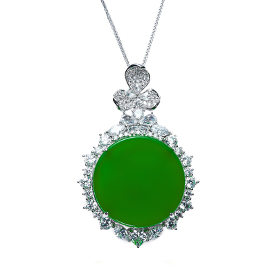 VISING绿玉髓护心镜无事牌吊坠