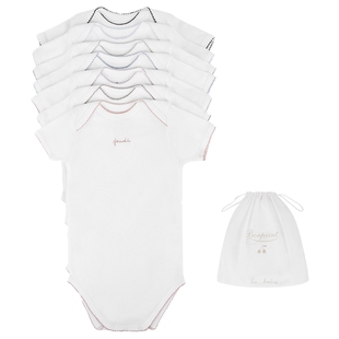 【礼物】Bonpoint法国婴儿宝宝7天婴儿短袖连身衣满月礼盒