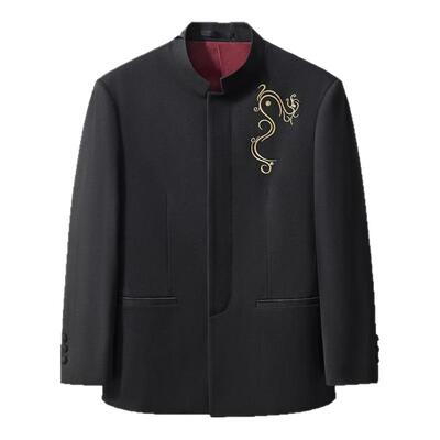 V．SHOLIDAY【龙族立领】春季男舒适新中式休闲中山装西服-/209