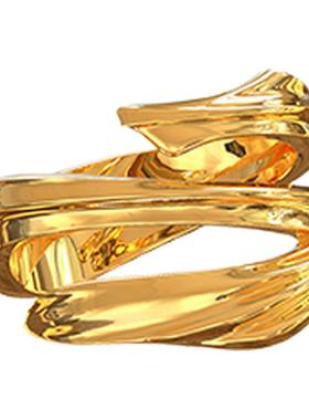 盐岛烟火戒指秋冬新款金色百搭复古饰品礼物女轻奢小众设计食指戒