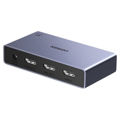 绿联HDMI分配器4K高清一分二 1进2出 双屏同显视频分屏扩展笔记本电脑接显示器电视机投影仪55491