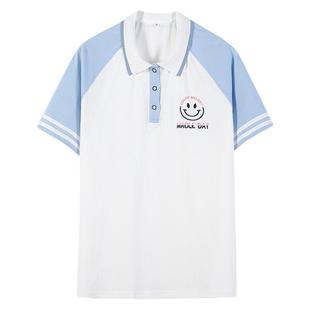 时尚休闲运动套装女polo衫T恤中学生韩版宽松短裤跑步两件套