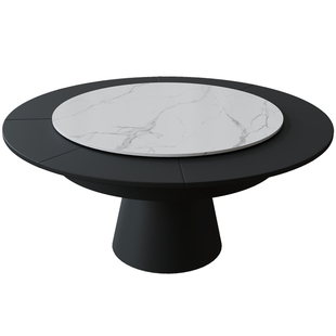 意式简约伸缩旋转变形餐桌小弗莱彻可变家用小户型圆桌可变大饭桌