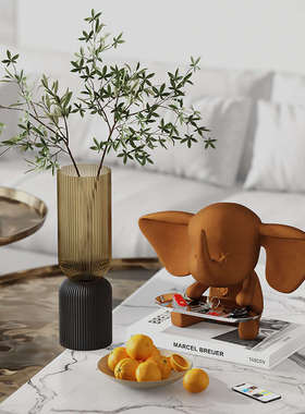 现代极简艺术高级感玄关柜软装摆件客厅悬空电视柜桌面绿植装饰品