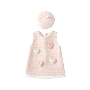 女童小香风连衣裙冬装洋气儿童公主裙宝宝一周岁礼服背心套装秋冬