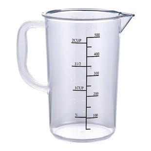 亚克力塑料量杯500ml带刻度PC量水壶1/2/3000ml 耐高温奶茶店用品