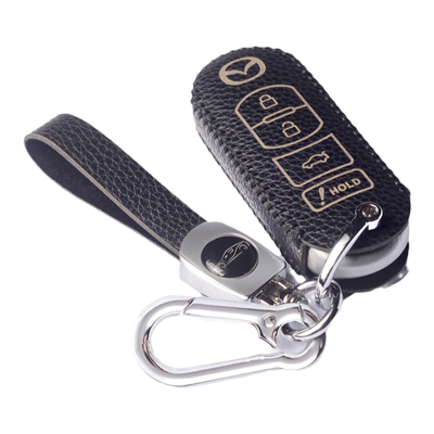 瑛毅牛皮马自达手工钥匙保护套扣