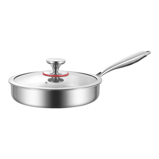 304不锈钢平底锅家用煎锅不粘锅无涂层煎蛋牛排电磁炉燃气专用