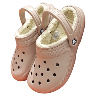 crocs暖棉洞洞鞋卡骆驰男女鞋经典加绒包头毛毛棉拖鞋203591