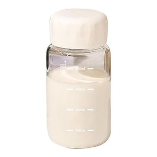 玻璃杯女便携水杯高颜值带盖迷你透明豆浆牛奶小杯子高硼硅胖胖杯