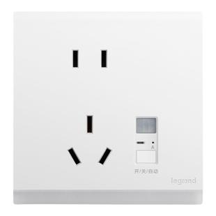 罗格朗人体感应智能LED小夜灯光感86型嵌入式简悦暗装五孔地脚灯