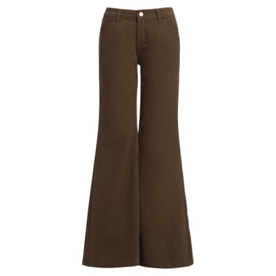 美拉德棕咖色加绒微喇裤2025新款