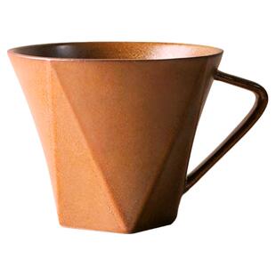 九土日式手工切面咖啡杯粗陶手冲复古窑变马克杯创意情侣对杯家用