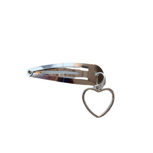 甜酷风金属十字架发夹欧美演出爱心夹子银色赛博朋克风边夹发饰女