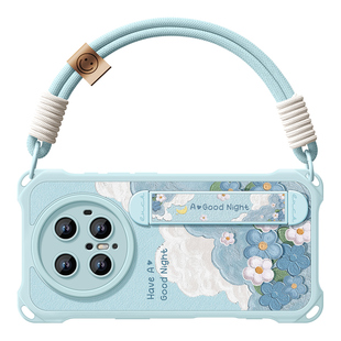 适用华为mate80pro手机壳新款mate70手绳mate60pro全包60pro+四角防摔女款硅胶油画世界mate70pro+腕带高级