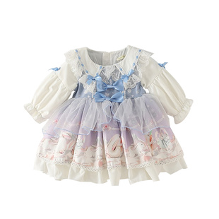 ZIIVAXXY枝芽2025新款女童装长袖公主蓬蓬裙女童洛丽塔Lolita裙子