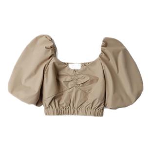 去有风的地方许红豆刘亦菲同款泡泡袖衬衫女夏设计感收腰短款上衣