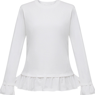 EP雅莹2026春装新款女装 100%棉芭蕾风花边内搭上衣长袖T恤5358A