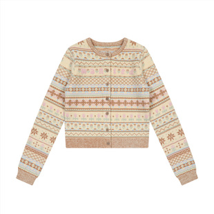 mostwanted 费尔岛毛衣女款新款春季提花针织开衫加厚外套