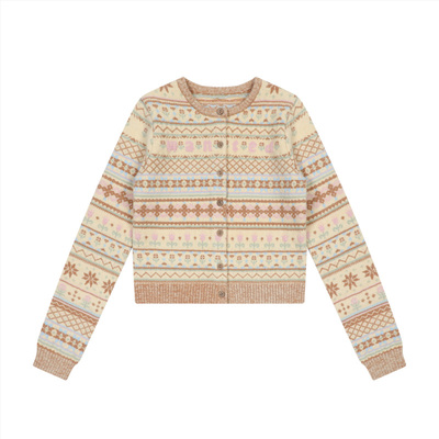 mostwanted 费尔岛毛衣女款新款春季提花针织开衫加厚外套