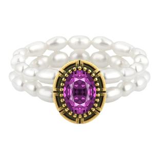 MONOLOGUE独白亚特兰蒂斯双层珍珠紫晶复古黄金足金戒指新年礼物